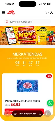 Tienda en línea de El Merkato en móvil